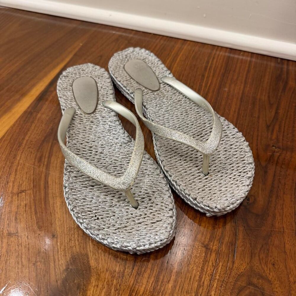 ilse jacobsen cheerful 01 silver glitter flip flops